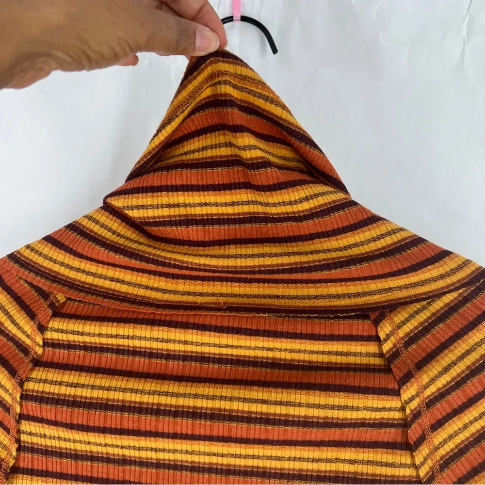 FREE PEOPLE Cape Cod‎ Thermal Striped Ribbed Cowl Neck Size M